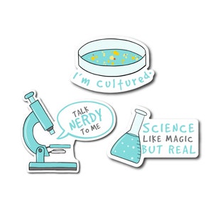 Paquete de pegatinas de ciencia / Pegatinas de Talk Nerdy to Me / Pegatinas de científicos / Pegatinas de laboratorio / Pegatinas de química