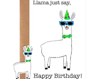 Funny Birthday Card and Sticker  | Llama Birthday Card | Happy Birthday Card