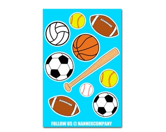 Sports Vinyl Sticker Sheet | Sports Stickers | Sticker Sheet