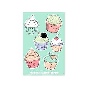 Linda hoja de calcomanías para cupcakes / calcomanías para cupcakes / hoja de calcomanías de vinilo