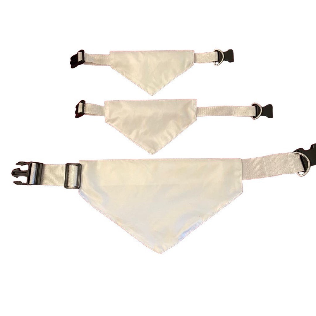 Set of 2 Sublimation Blank Dog Bandanas With Collar and Buckle. 3 Sizes