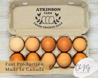 Fresh Chicken Eggs Custom Name Stamp, Quail Carton Stamp, Chicken Egg Carton Stamp, Custom Egg Carton Stamp, Egg Carton Stamp Made in Canada