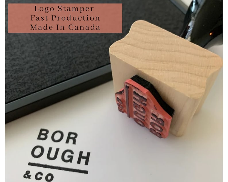 Custom Logo Rubber Stamp, Company Logo Stamp from your Design or Logo, Wooden Handle Business Logo Stamp, Custom Rubber Stamp for Logo image 1