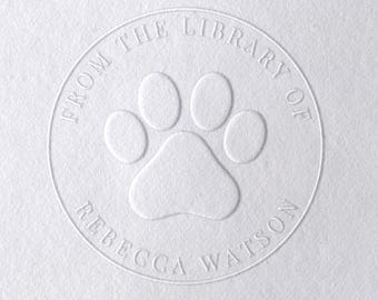 Embosseur de bibliothèque personnalisé • Tampon de livre personnalisé moderne • Design Ex Libris • Motif abeille • Embosseuse à main ou tampon auto-encreur