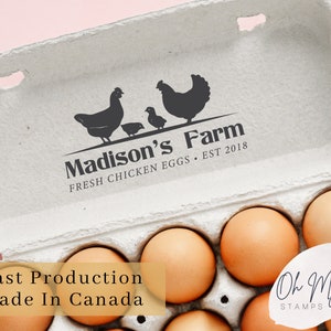 Egg Carton Stamp, Farm Fresh Eggs Custom Name Stamp, Duck Carton Stamp, Chicken Egg Carton Stamp, Custom Egg Carton Stamp, Made in Canada