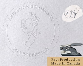 Minimalist Book StampCustom Book Embosser, This Book Belongs To, From The Library Of Embosser, Monogram Embosser Stamp, Library Book Stamp