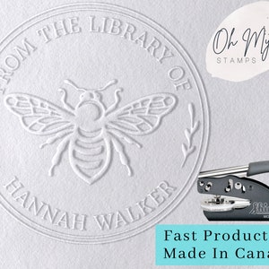 Book Embosser Modern - Embosser From the Library of - This Book Belongs to - Personalized Embosser Stamp - Bee Ex Libris - Bookplate