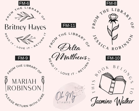 Stampi Personalized Library or Wedding Book Name Embosser Stamp | Wedding Embosser | Custom Wreath Embosser with Name | Wedding Gift | Embosser | Wedd