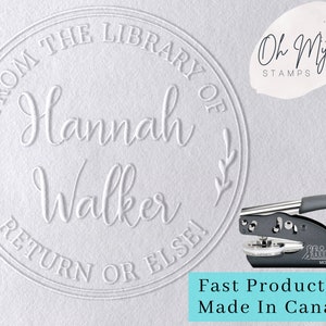 Fabrication canadienne - Embosseuse de livres de bibliothèque personnalisée Ex Libris Family Library, cadeau pour les amoureux des livres, cadeau Flower Library pour les amoureux des livres