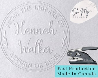 Canadian Made - Library Book Embosser Custom Ex Libris Family Library Book Lover Gift Flower Library Book Lover Embosser Gift