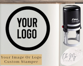 Custom Round Logo Stamp, Personalized Stamp, Business Stamp, Self Ink, Branding Stamp, Rubber Stamps Self Inking Large Small Medium