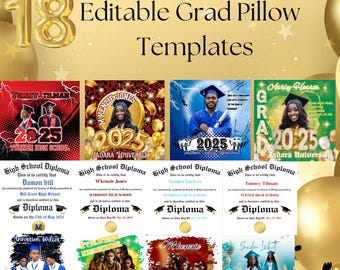 18 Editable Graduation Pillow Templates and pdf files *bundle*