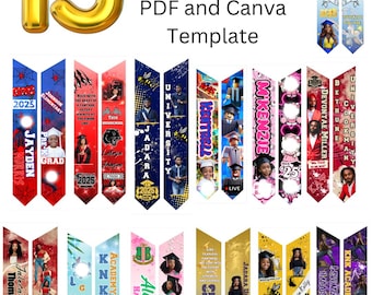 15 editable graduation stoles 60inch version. *includes canva template and pdf file