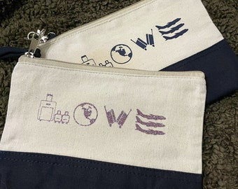 Travel canvas wristlet