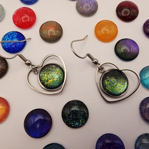 Made-to-order Nail Polish (and other) Earrings - Silver Dangle Hearts - Choose Your Color!