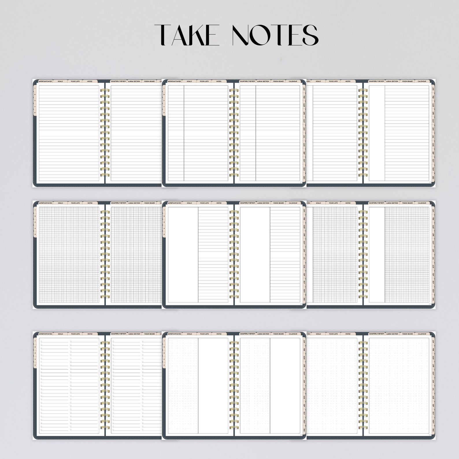 SUNDAY Start Undated Digital Planner | Hyperlinked Digital Planner ...