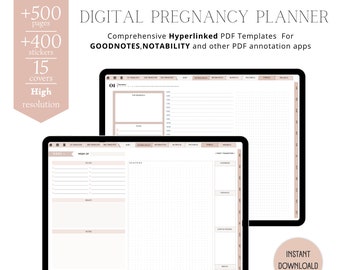 Digital Pregnancy Planner | Undated Pregnancy Journal | Hyperlinked Planner | Digital Journal | Pregnancy Diary | GoodNotes | Notability |