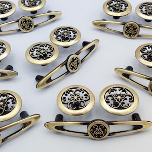 Quantity: 1 - Vintage Brass Drawer Pulls / Matching Knobs and Handles - Traditional Mid Century Cabinet Pulls - Ajax Floral Filagree