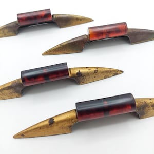 Quantity: 1 - Brass & Bakelite Retro Atomic Drawer Pull - Vintage Art Deco Handle