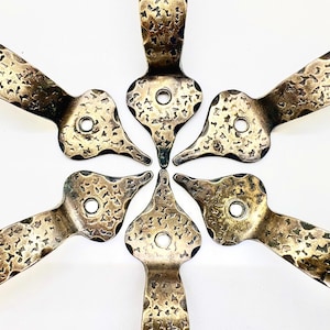 Quantity: 2 - Antique Hammered Brass Drawer & Cabinet Pulls | Vintage Rustic Colonial Furniture Pulls
