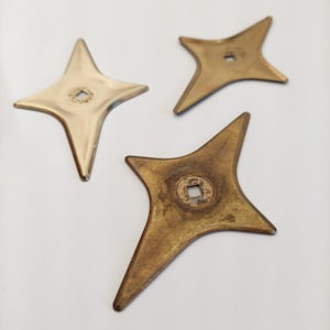 1960's Brass Atomic Star Back Plate - Vintage MCM Drawer Handle Pull