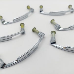Quantity: 1 - Vintage MCM Shiny Chrome Drawer Pull Handle - S Shape