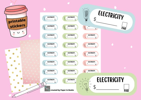 Printable Electricity Bill Stickers Printable Bill Stickers - Etsy
