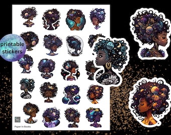 Black History Month Stickers, Afro Girl Magic, Planner Stickers (Digital Download)