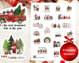 Farmhouse Christmas Stickers, Cozy Holiday Planner Stickers (Digital)