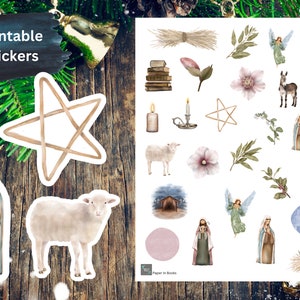 Printable Nativity Scene Stickers, Christmas Nativity Stickers, Digital Nativity Stickers, Holiday Stickers, Bible Stickers, Nativity PNG