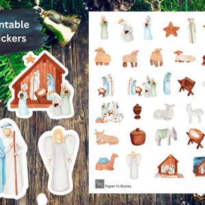 Printable Nativity Scene Stickers, Digital Nativity Stickers, Christmas Nativity Scene Stickers, Nativity PNG Stickers, Holiday Stickers