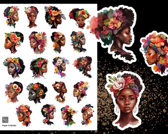 Black History Month Stickers, Afro Girls, Planner Stickers (Digital)