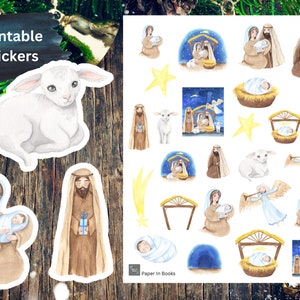 Printable Nativity Scene Stickers, Digital Nativity Stickers, Christmas Nativity Scene Stickers, Holiday Stickers, Nativity PNG, Bible PNG