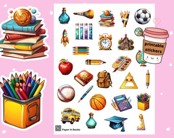 Back to School Stickers, Planner Embellishments (Digital Download)