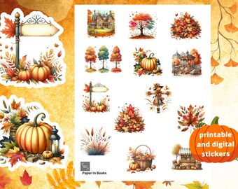 Cozy Autumn Stickers: Fall Planner Stickers (Printable & Digital)