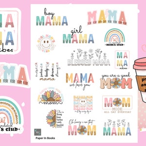 Adesivos para impressão do dia das mães, adesivos digitais para o dia das mães, PNG do dia das mães, adesivos para planejador do dia das mães, adesivos Cricut, planejador feliz