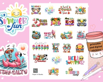 Summer Beach Stickers: Printable PNG Stickers for Cricut (Digital Download)