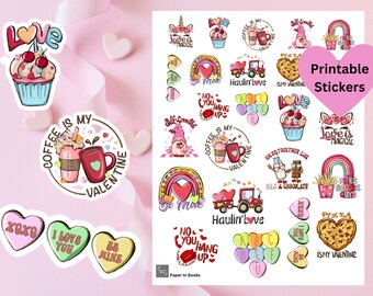 Valentines Day Stickers, Planner, Cricut, Hearts (Digital Stickers)