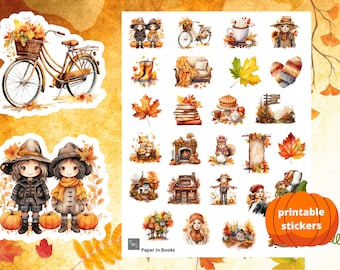 Pegatinas de otoño acogedoras: pegatinas para planificador de otoño (imprimibles en formato PNG y PDF)