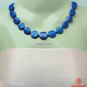 Beaded Lapis Lazuli Gemstone Necklace, Handcrafted Stylish Wear Necklace, Lapis Lazuli Jewelry, Everyday Wear Necklace