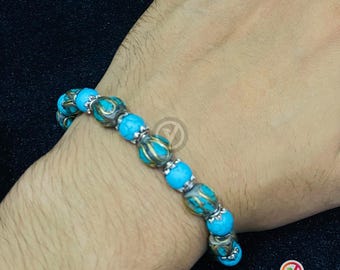 Bohemian Turquoise Natural Stone Beaded Bracelet | Vintage Handmade Ethnic Jewelry
