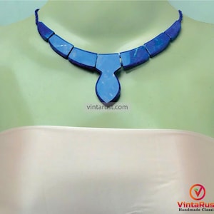 Handmade Original Lapis Stone Necklace, Unisex Choker Necklace, Lapis Lazuli Gemstone Necklace