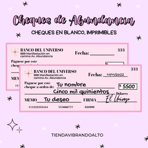 Abundance Checks. Blank checks to express money.
