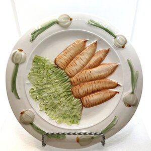 Vintage Decorative Carrot and Onion Plate 9&quot; Spring Dish Vintage Collectible Tableware, Plate Wall - San Marco Made in Italy