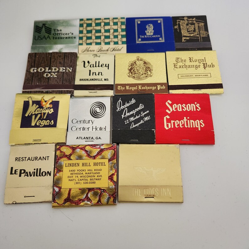 15 Vintage Matches Gold Silver Metallic Themed Collectible Tobacciana