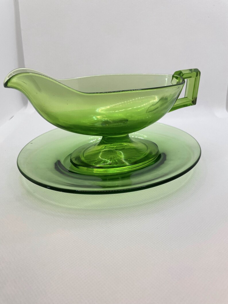Heisey Yeoman Green Depression Glass Vintage Moongleam Gravy Etsy