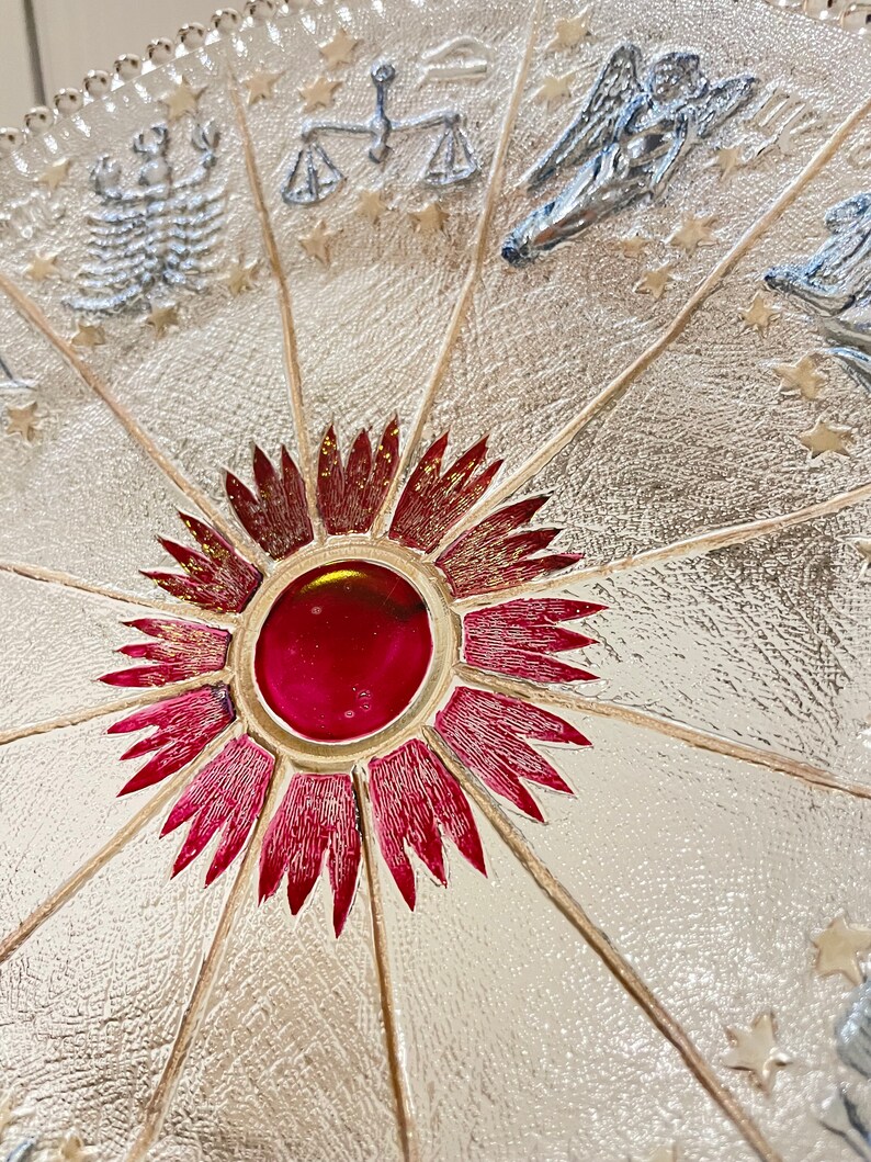 Vintage Zodiac Glass Plate Midcentury Modern 1970's Glass Plate