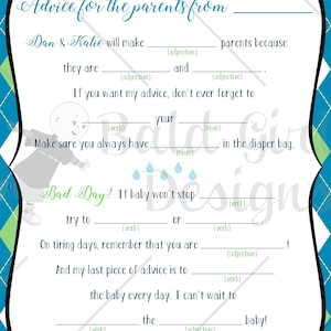Golf Theme Baby Shower Printable Mad Libs