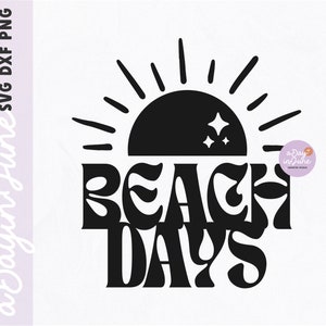Retro Beach Sun SVG - PNG and DXF included. beach svg files, summer svg files, retro svg files, boho summer svg, Cricut svg, cricut beach