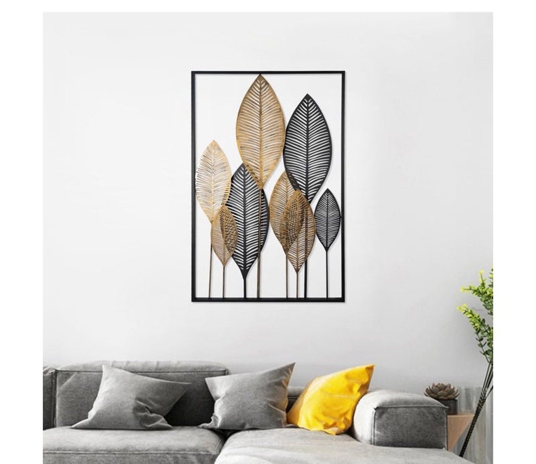 Large Metal Leaf Wall Hanging Outdoor Indoor Wall Home Decor Etsy